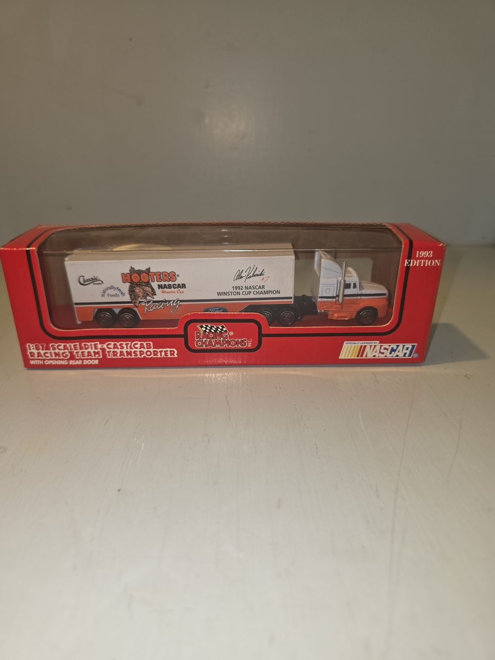 NASCAR Hooters Racing Team Transporter Toy Truck - Orange & White